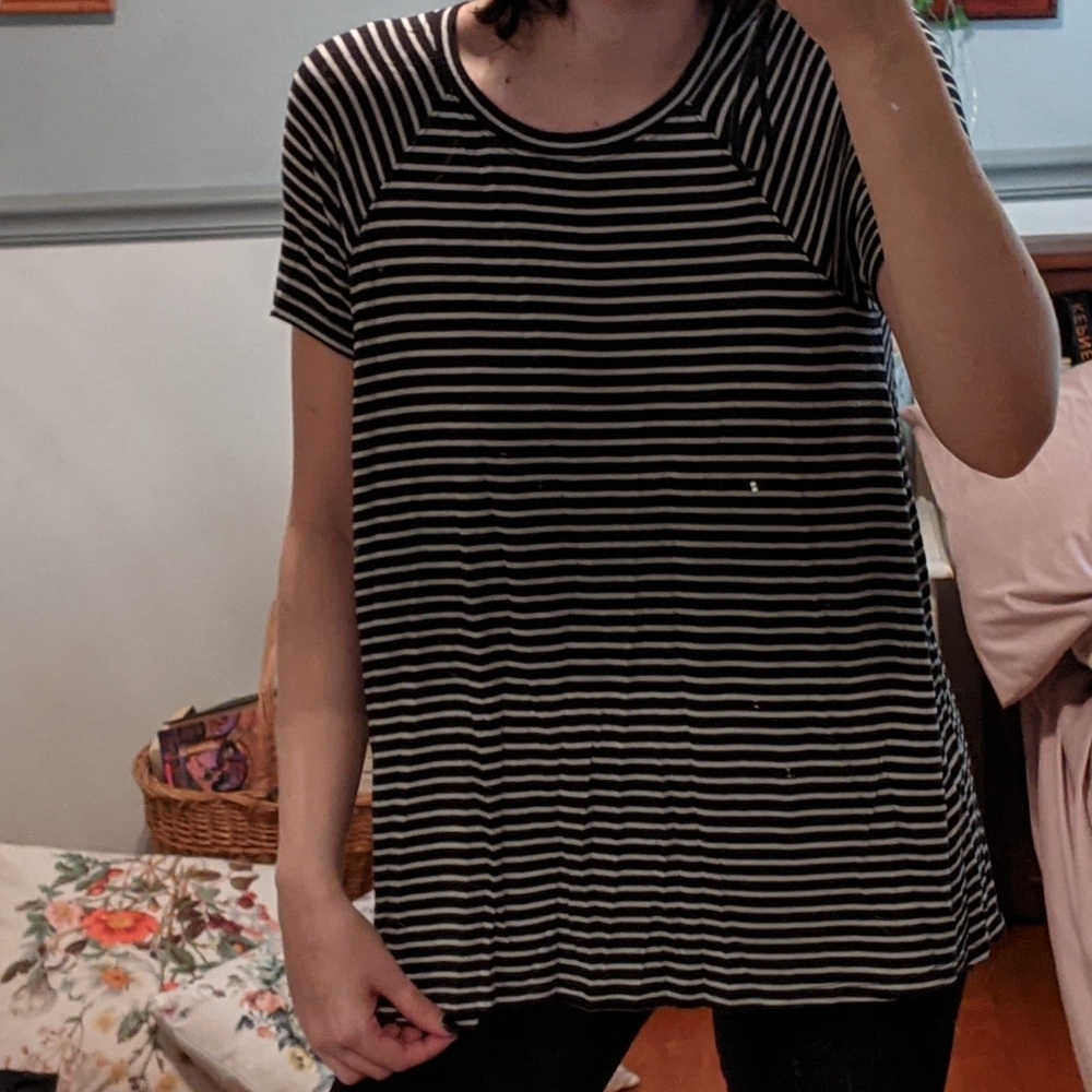 Women's Hollister black & white striped tee